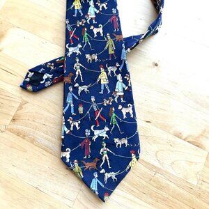 Nicole Miller 1998 Dog Walking 100% Silk Necktie